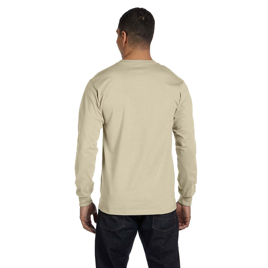 Hanes Men's Sand 6.1 oz Long-Sleeve Beefy-T