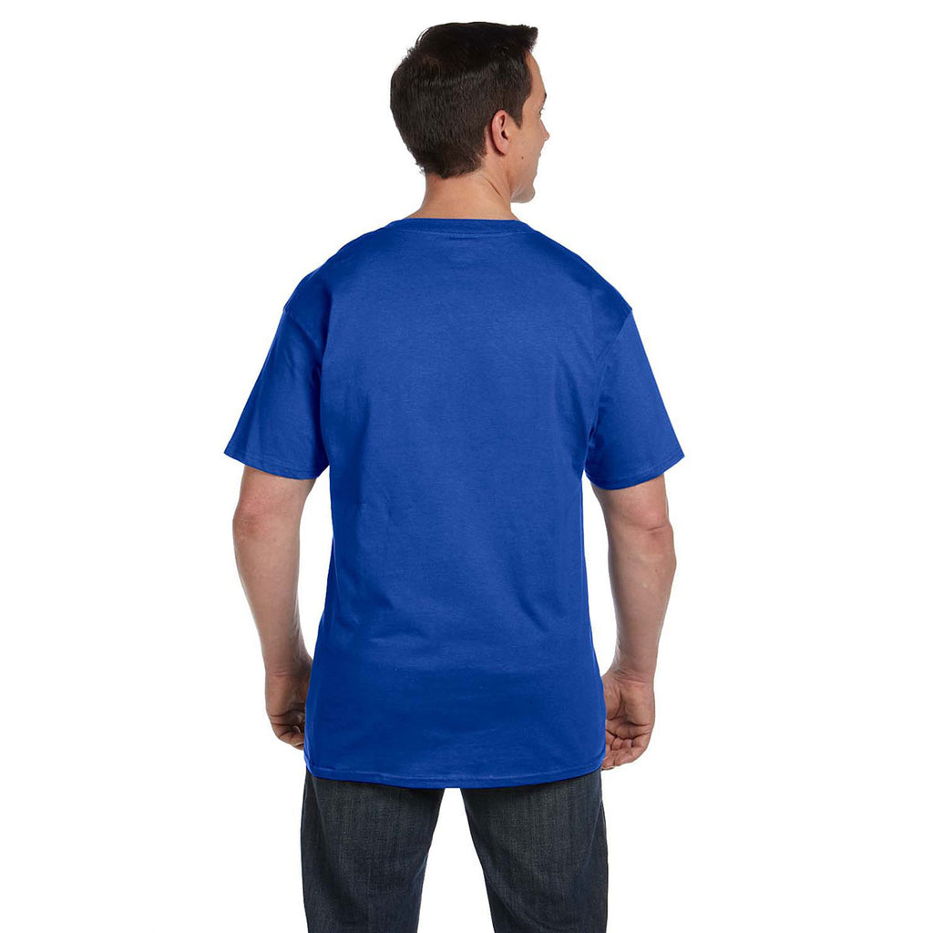 Hanes Men's Deep Royal 6.1 oz. Beefy-T with Pocket