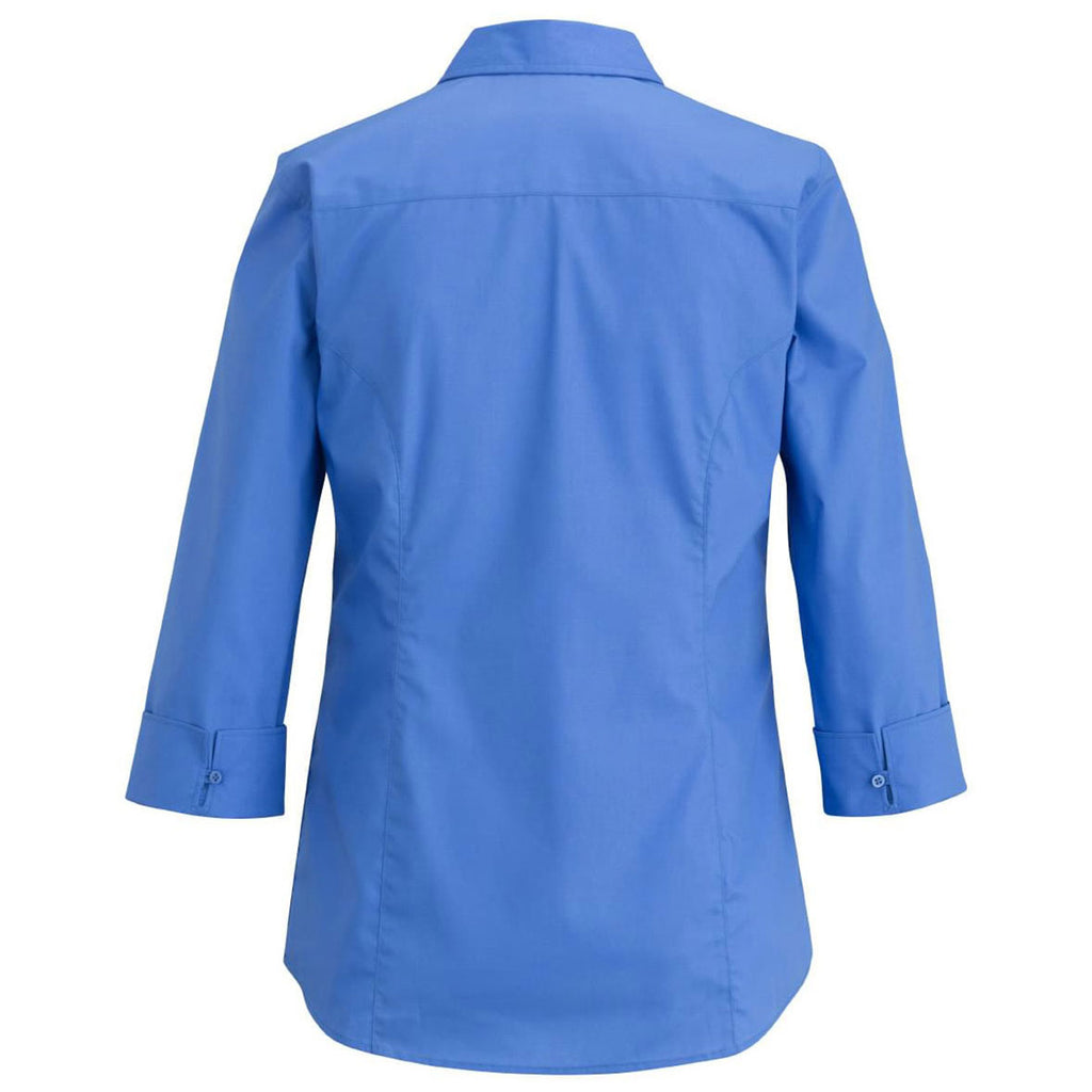 Edwards Women's French Blue Comfort Stretch Broadcloth Blouse