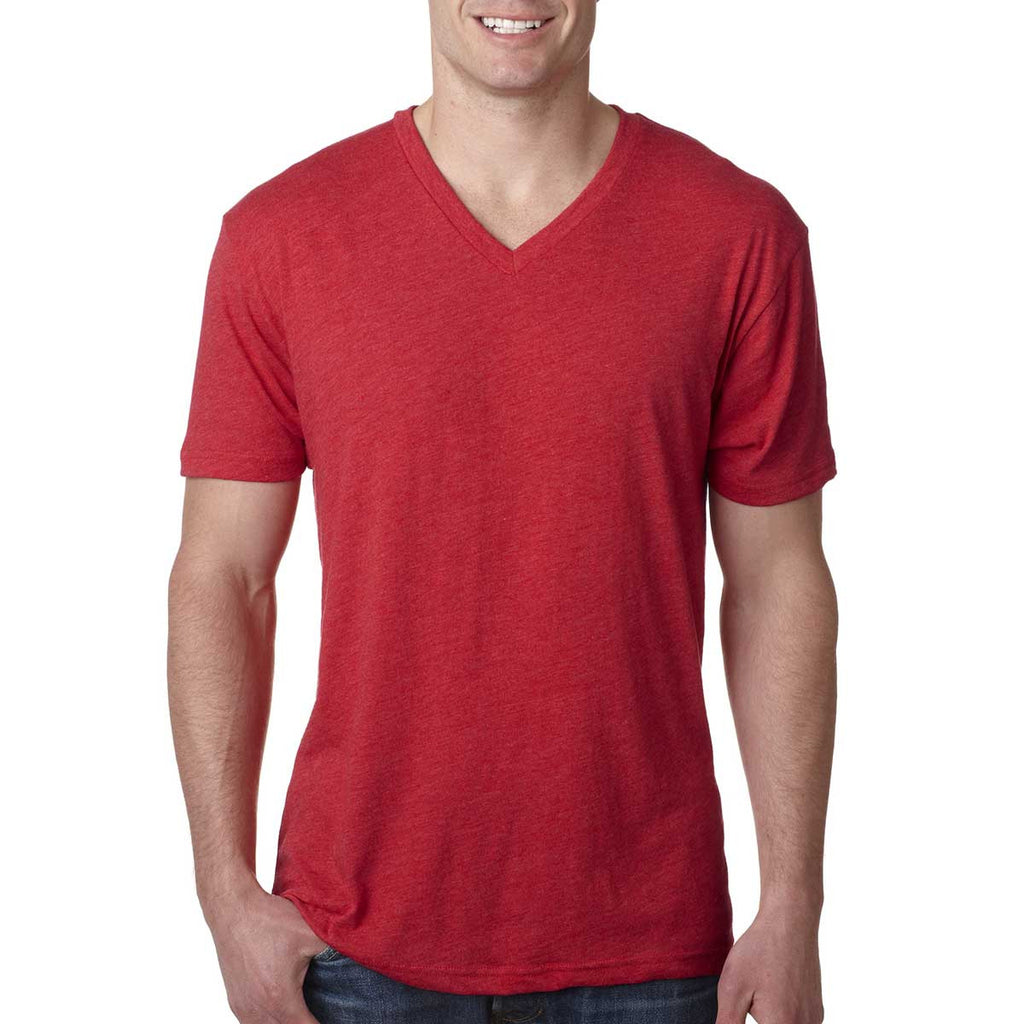 Next Level Men's Vintage Red Triblend V-Neck Tee