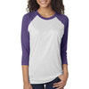 Next Level Unisex Purple Rush/Heather White Triblend 3/4-Sleeve Raglan Tee