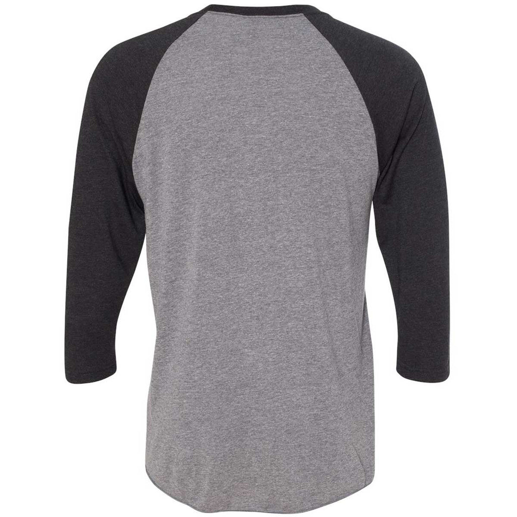 Next Level Unisex Vintage Black/Premium Heather Triblend 3/4-Sleeve Raglan Tee