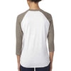 Next Level Unisex Venetian Grey Sleeves/Heather White Triblend 3/4-Sleeve Raglan Tee