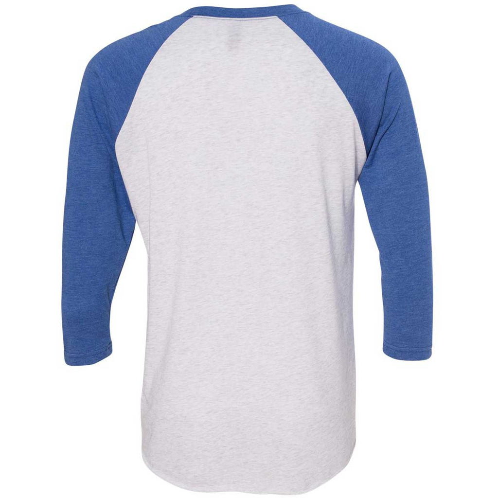 Next Level Unisex Vintage Royal/Heather White Triblend 3/4-Sleeve Raglan Tee