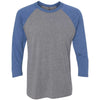 Next Level Unisex Vintage Royal/Premium Heather Triblend 3/4-Sleeve Raglan Tee