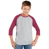 LAT Youth Vintage Heather/Vintage Burgundy Baseball Fine Jersey T-Shirt