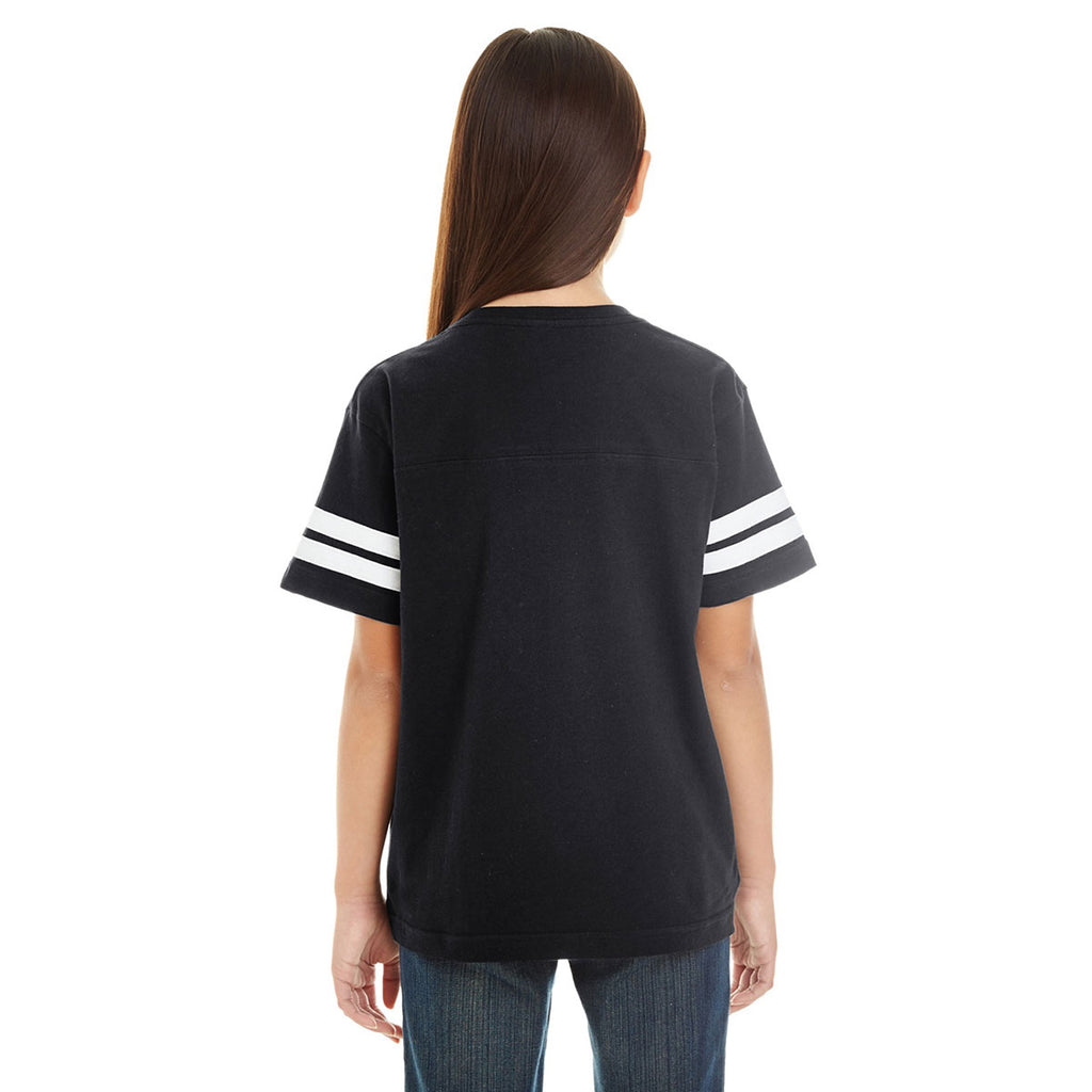 LAT Youth Black/White Football Fine Jersey T-Shirt