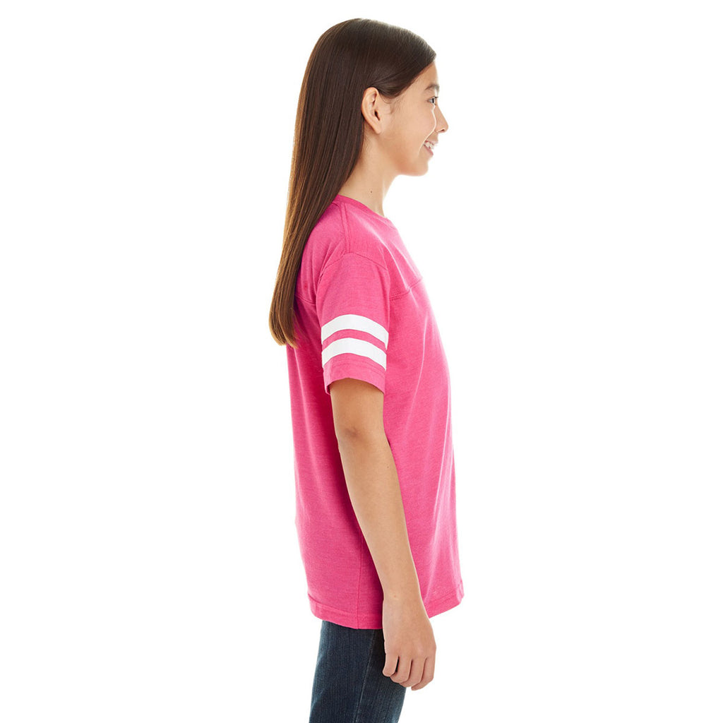 LAT Youth Vintage Heather Pink/Blended White Football Fine Jersey T-Shirt