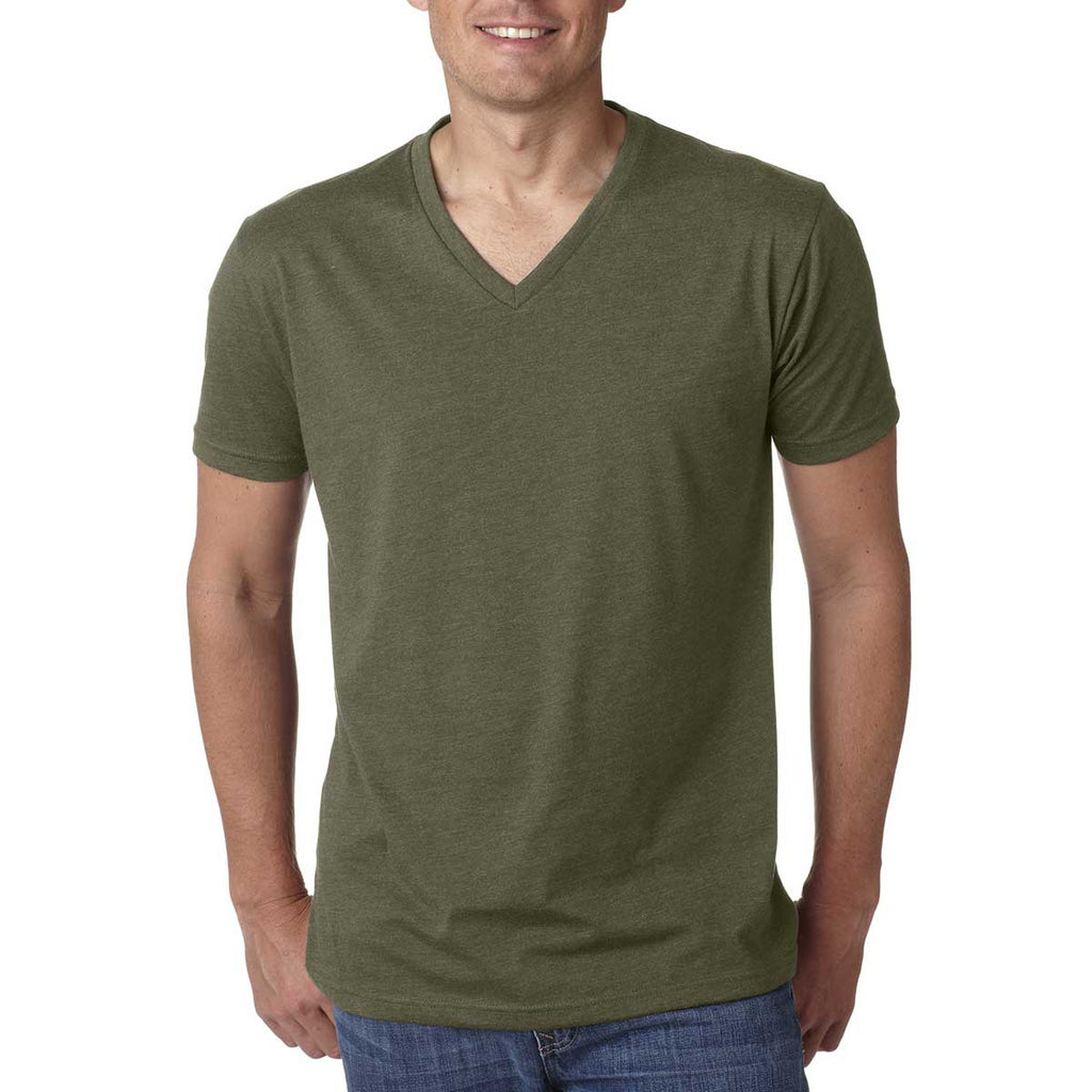 Next Level Men's Military Green Premium CVC V-Neck Tee