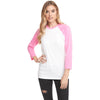 Next Level Unisex Hot Pink/White CVC 3/4 Sleeve Raglan Baseball T-Shirt