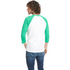 Next Level Unisex Kelly Green/White CVC 3/4 Sleeve Raglan Baseball T-Shirt