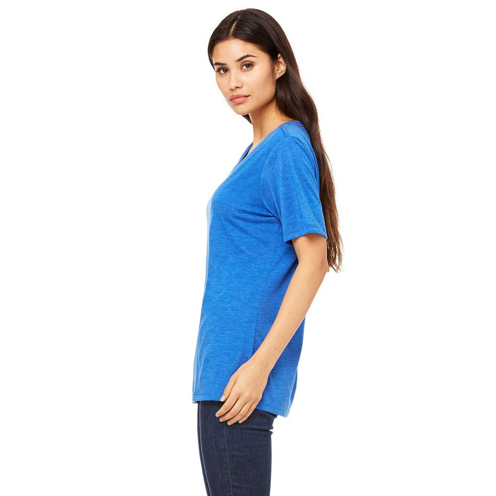 Bella + Canvas Women's True Royal Triblend Relaxed Jersey Short-Sleeve V-Neck T-Shirt