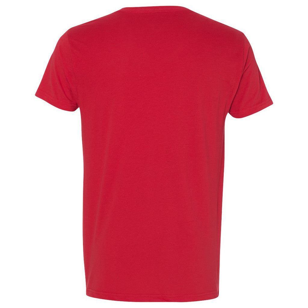 Next Level Men's Red Premium Fitted Sueded V-Neck Tee