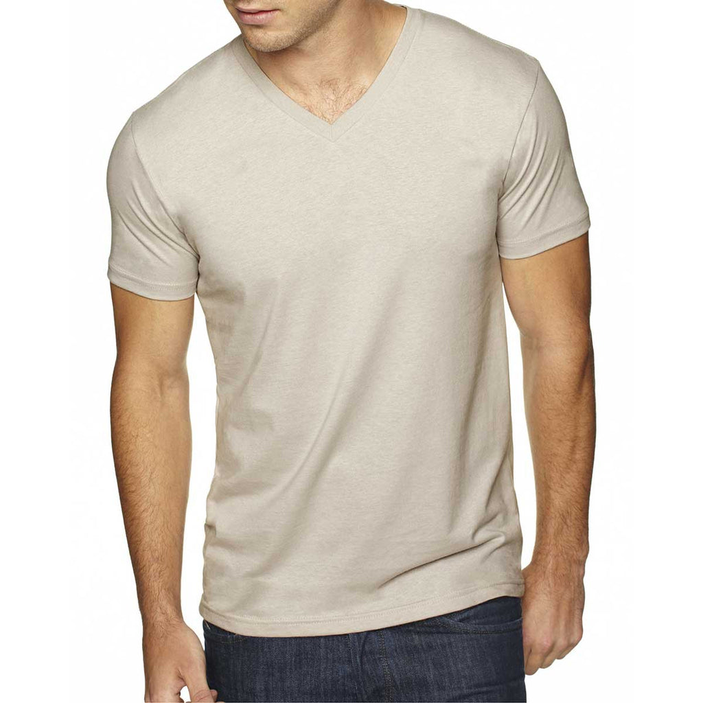 Next Level Men's Sand Premium Fitted Sueded V-Neck Tee