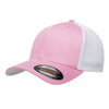 Flexfit Pink/White 6-Panel Mesh Back Trucker Cap