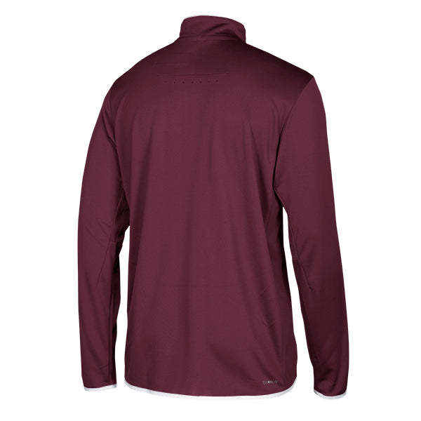 adidas Men's Maroon/White Team Iconic Knit Long Sleeve Quarter Zip