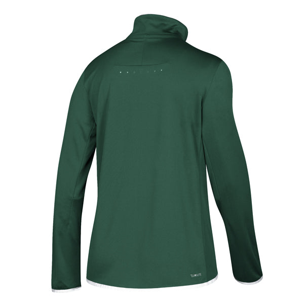 adidas Women's Dark Green/White Team Iconic Knit Long Sleeve Quarter Zip