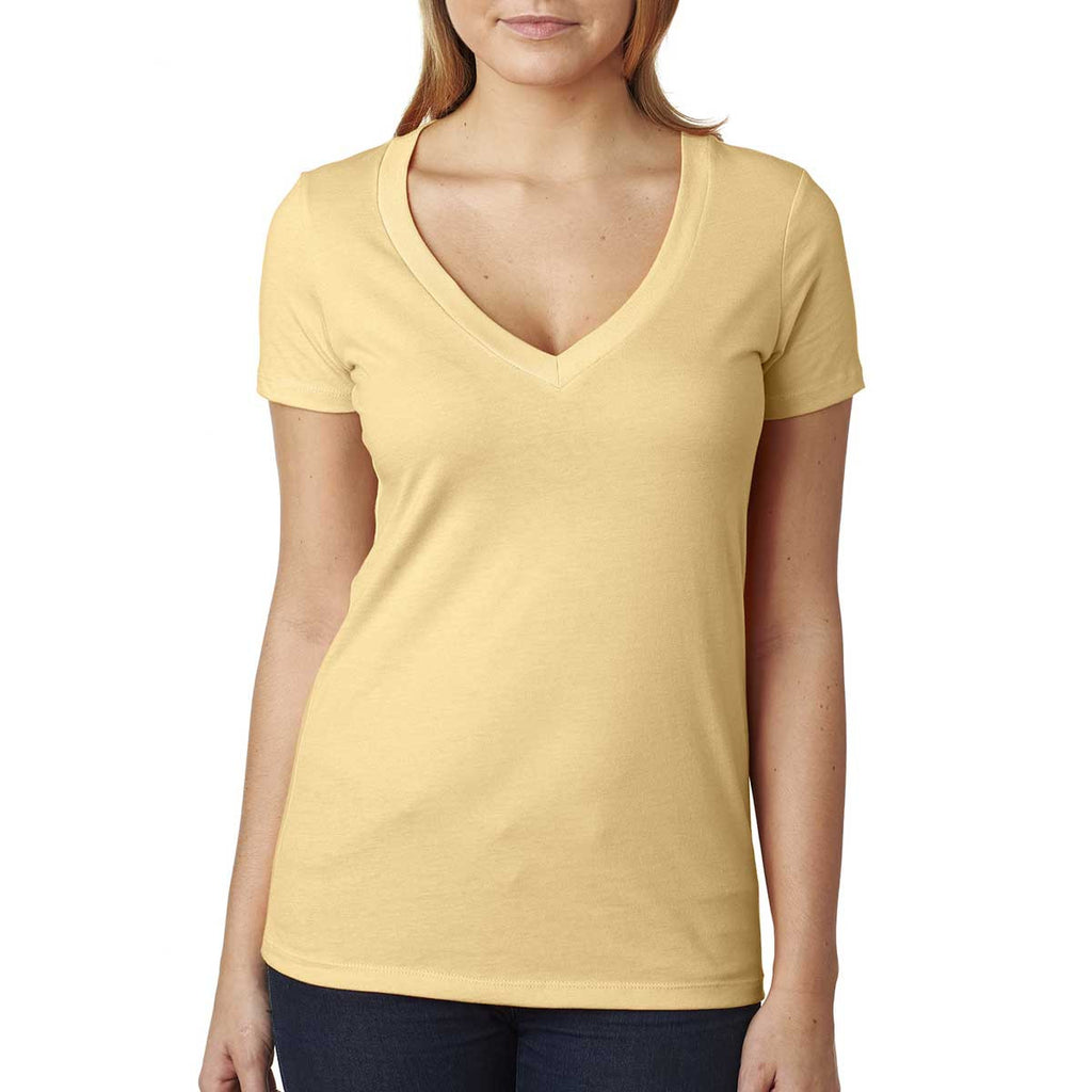 Next Level Women's Banana Cream CVC Deep V Tee