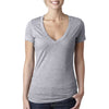 Next Level Women's Dark Heather Grey CVC Deep V Tee