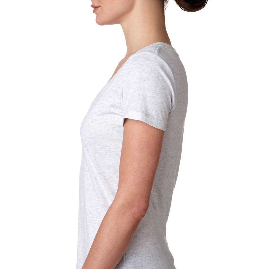 Next Level Women's Heather White Triblend Deep-V Tee