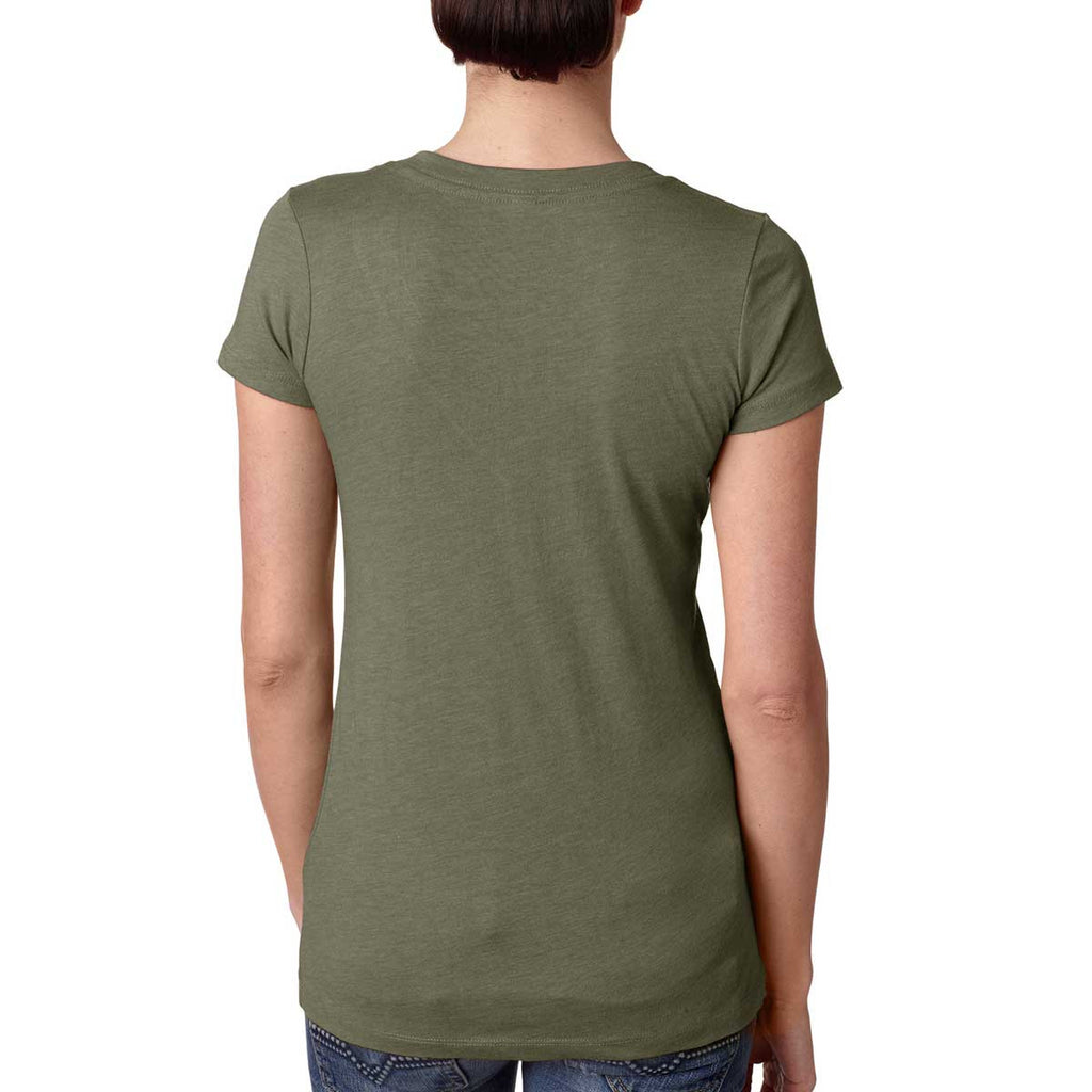 Next Level Women's Military Green Triblend Deep-V Tee