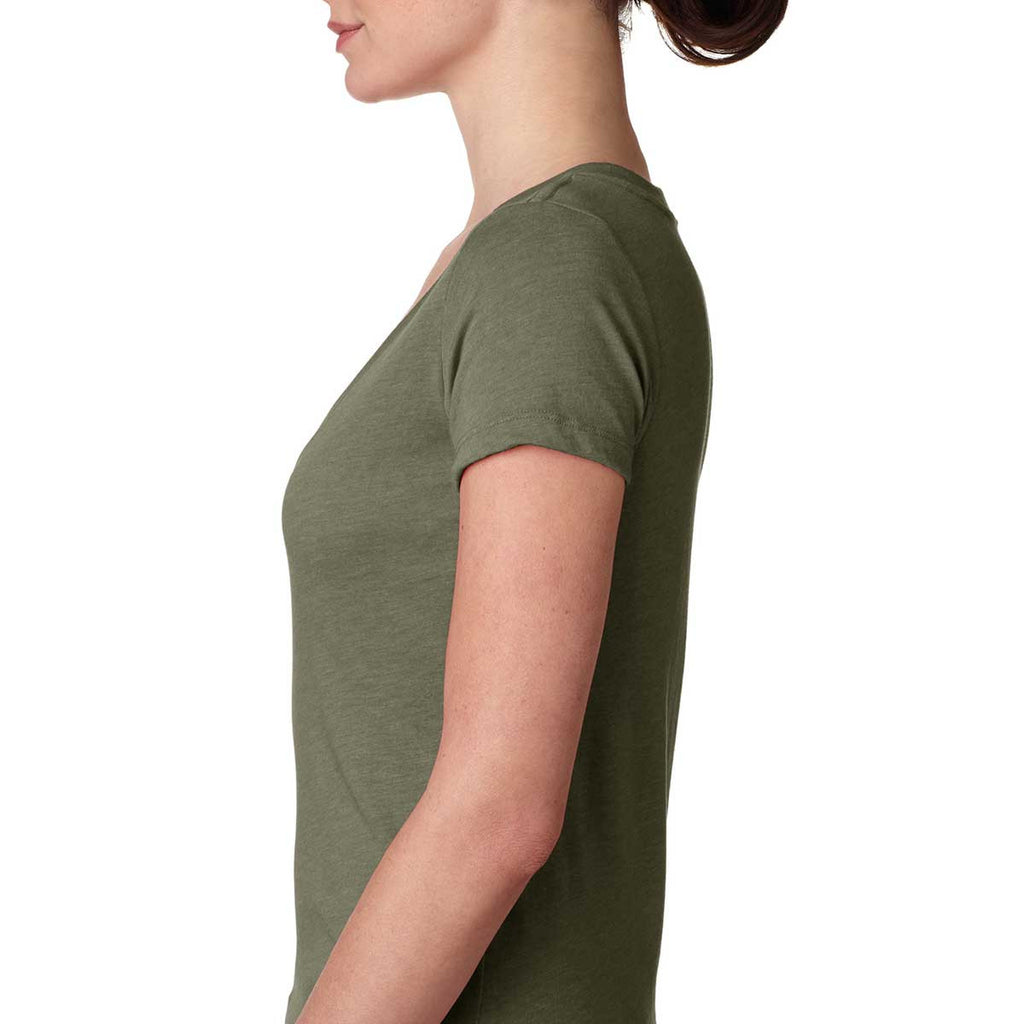 Next Level Women's Military Green Triblend Deep-V Tee