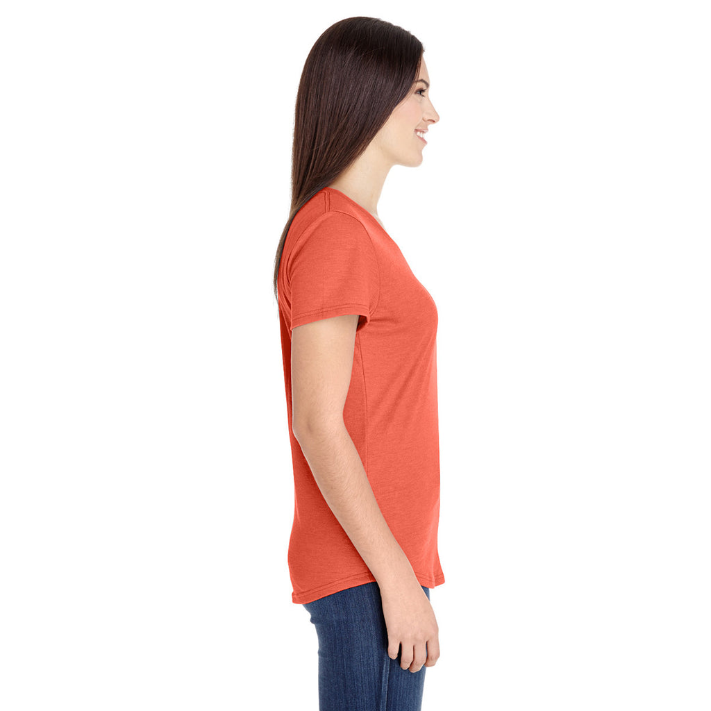 Anvil Women's Heather Orange Triblend Scoop Neck T-Shirt