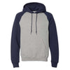 Russell Athletic Men's Oxford/Navy Dri Power Colorblock Raglan Hooded Sweatshirt