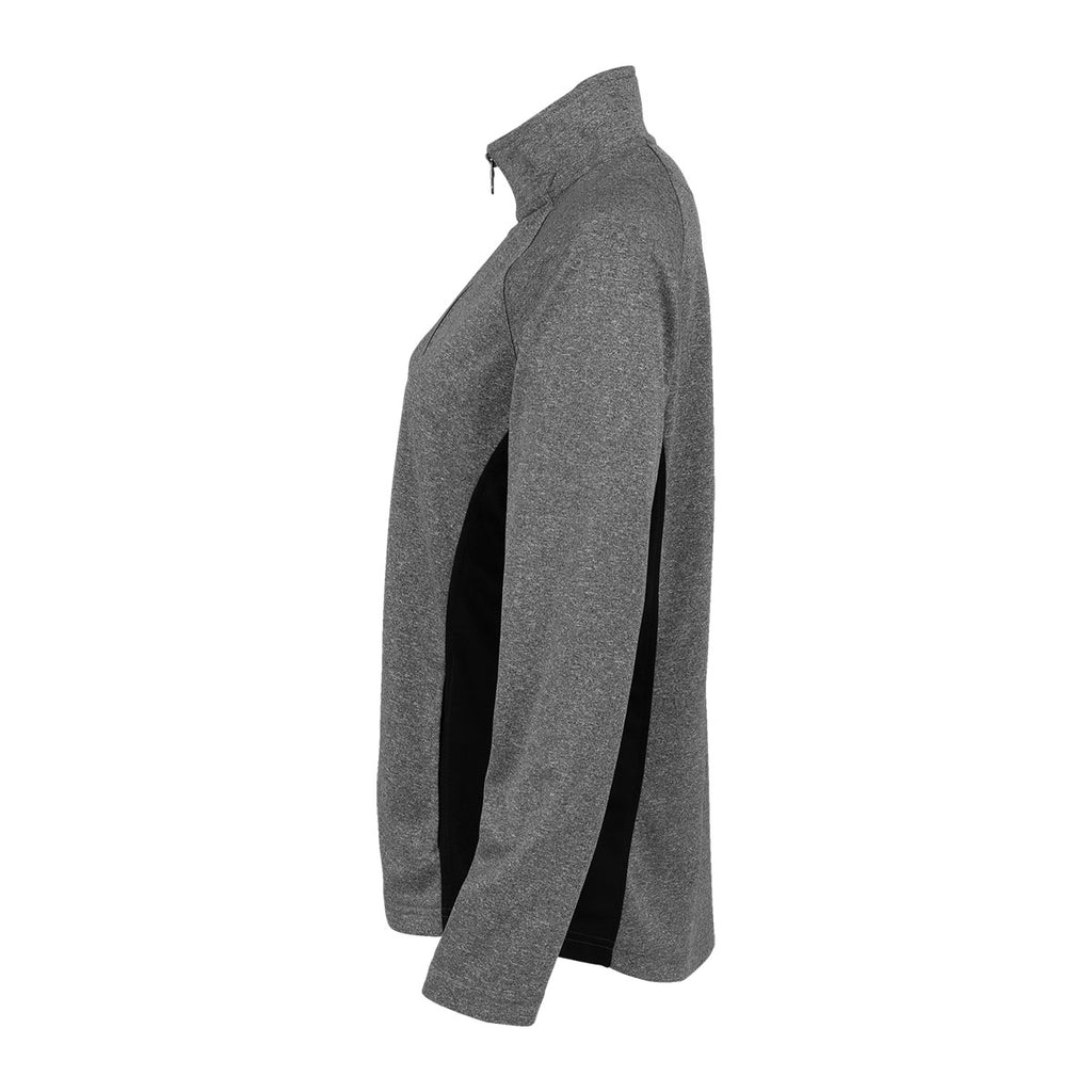 Vantage Women's Charcoal Heather/Black Heathered Blocked Knit Jacket