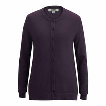 Edwards Women's Eggplant Crew Neck Cardigan With Drop Tail