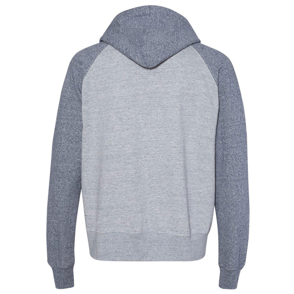 Weatherproof Men's Light Blue/Navy Marled Raglan Full-Zip Sweatshirt