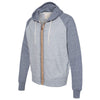 Weatherproof Men's Light Blue/Navy Marled Raglan Full-Zip Sweatshirt