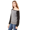 Bella + Canvas Women's Deep Heather/Black Wide Neck Sweatshirt