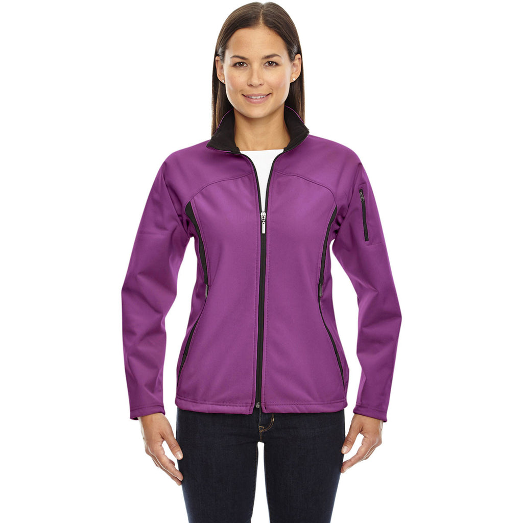 North End Women's Plum Rose Three-Layer Fleece Bonded Performance Soft Shell Jacket