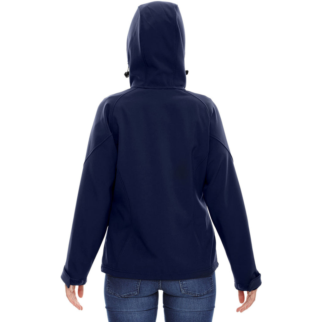 North End Women's Classic Navy Prospect Two-Layer Fleece Bonded Soft Shell Hooded Jacket