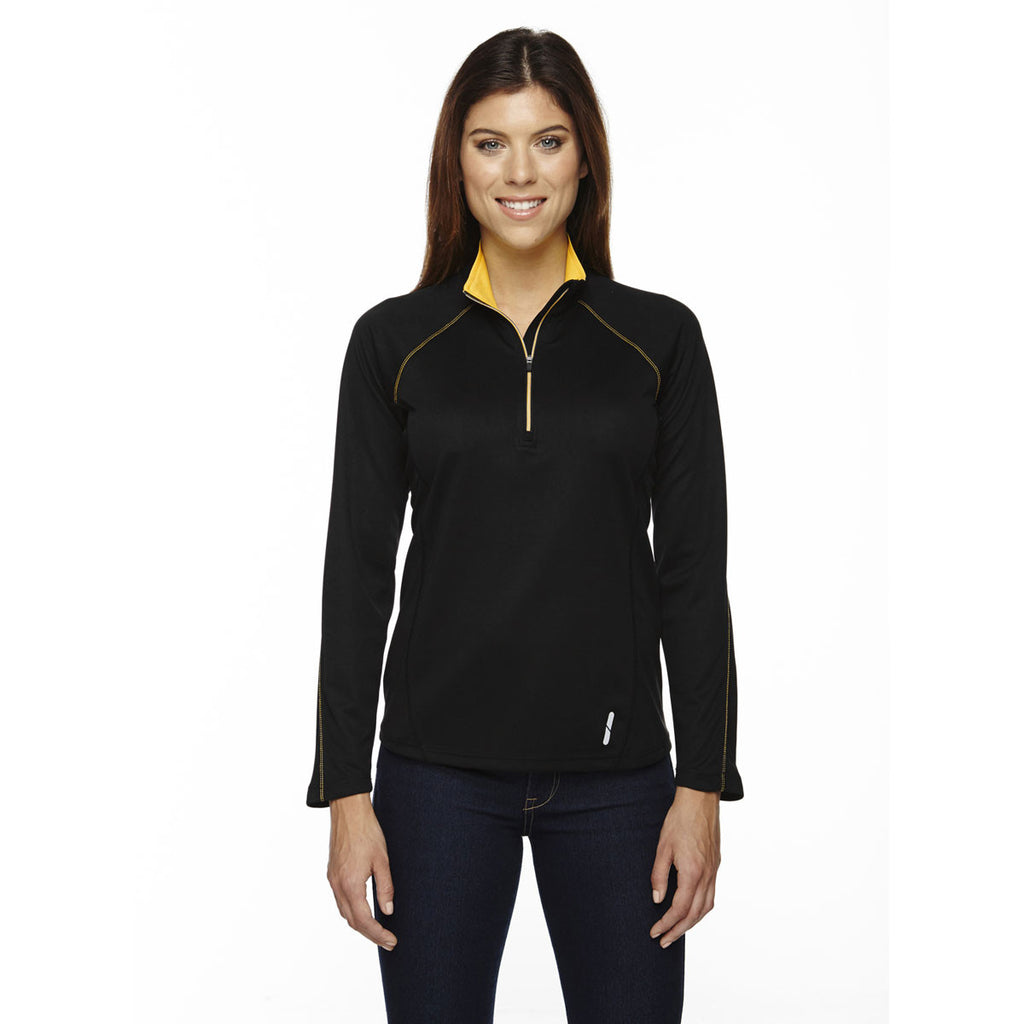 North End Women's Black/Campus Gold Radar Half-Zip Performance Long-Sleeve Top