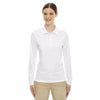 Core 365 Women's White Pinnacle Performance Long-Sleeve Pique Polo