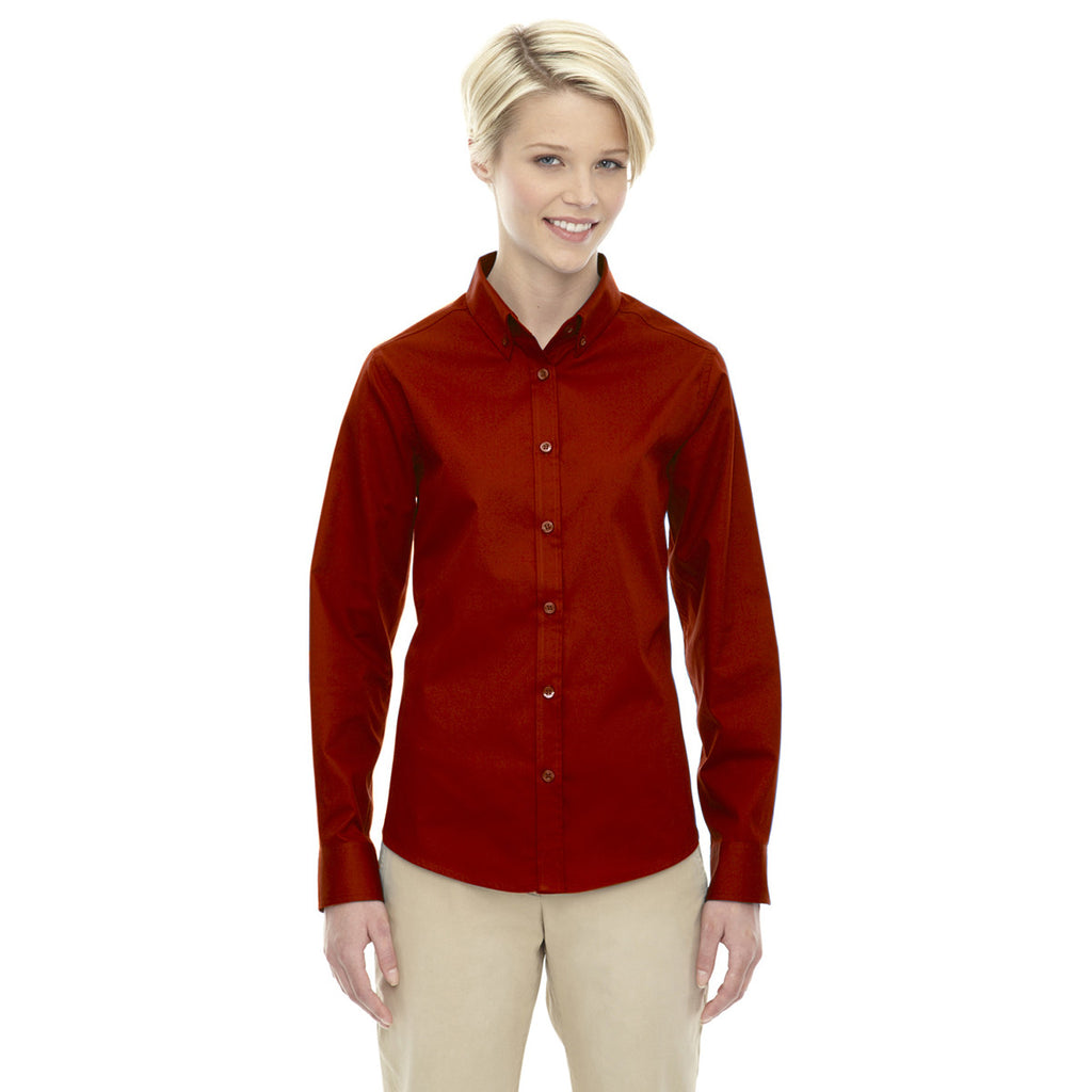 Core 365 Women's Classic Red Operate Long-Sleeve Twill Shirt