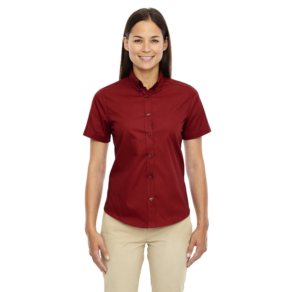 Core 365 Women's Classic Red Optimum Short-Sleeve Twill Shirt