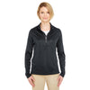 UltraClub Women's Black Cool & Dry Sport Quarter-Zip Pullover