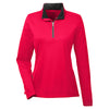 UltraClub Women's Red Cool & Dry Sport Quarter-Zip Pullover