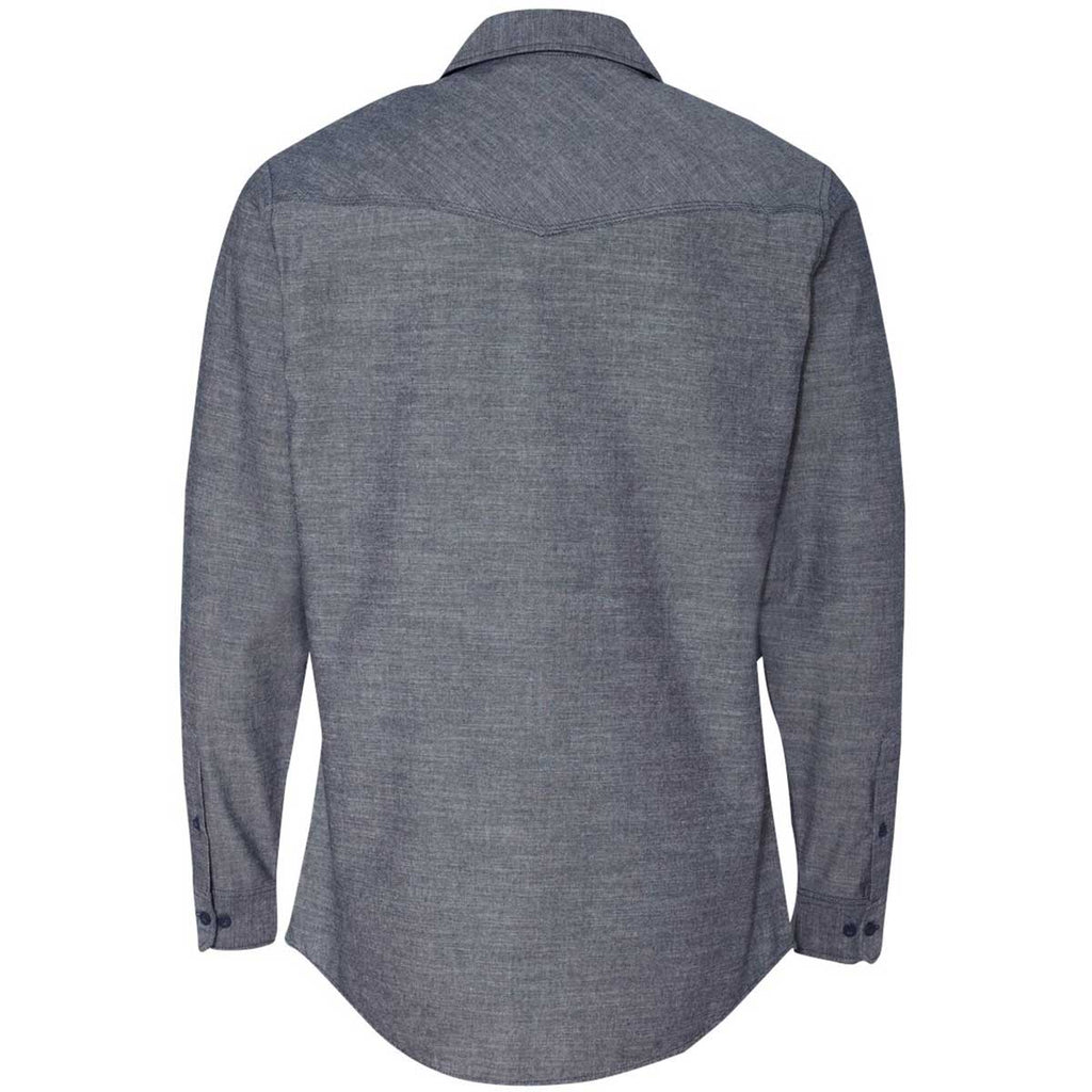 Burnside Men's Dark Denim Chambray Long Sleeve Shirt