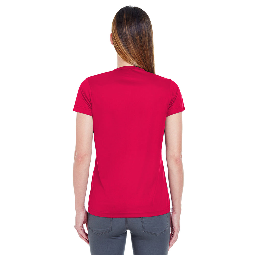 UltraClub Women's Red Cool & Dry Sport Performance Interlock T-Shirt