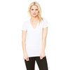 Bella + Canvas Women's White Fleck Triblend Short-Sleeve Deep V-Neck T-Shirt