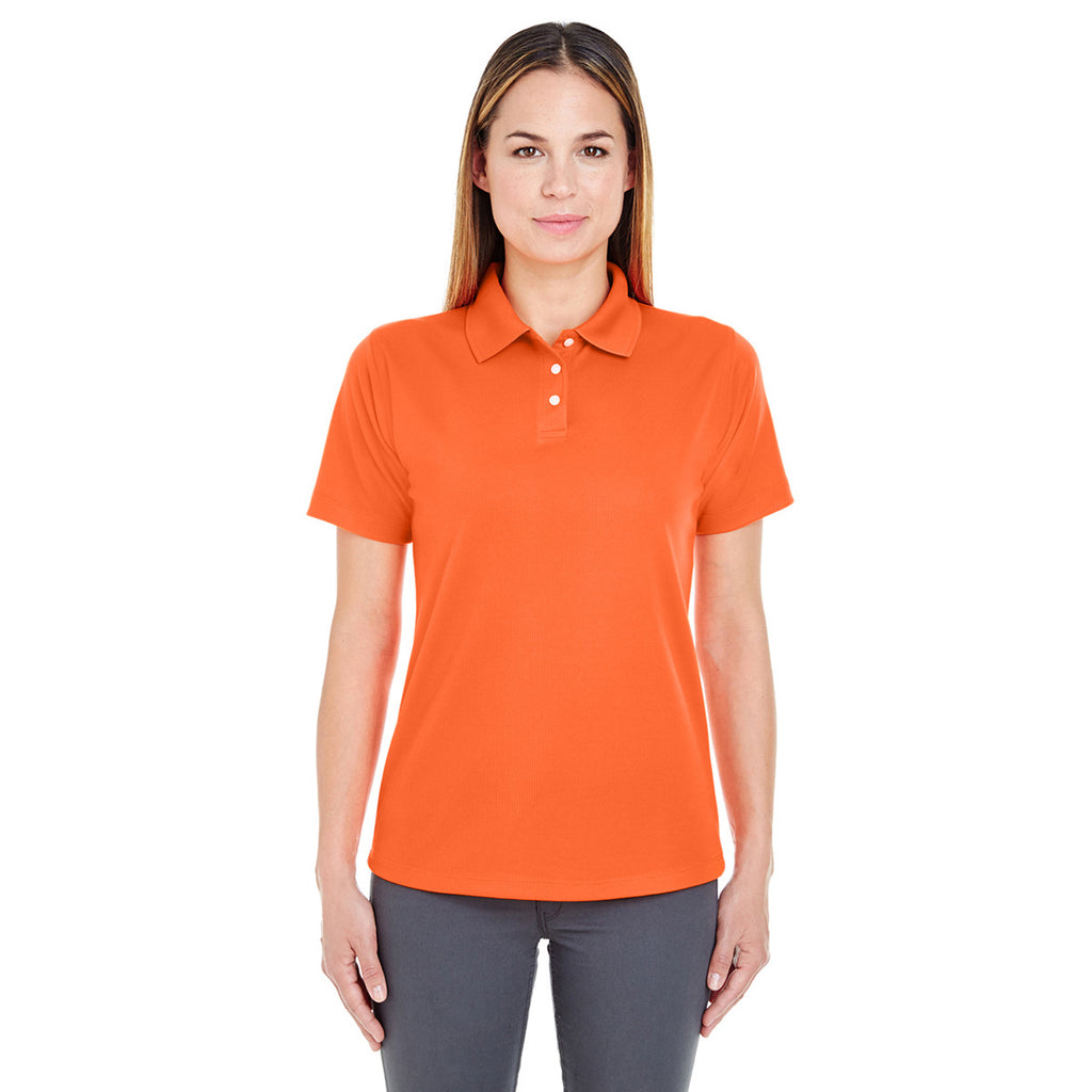 UltraClub Women's Orange Cool & Dry Stain-Release Performance Polo