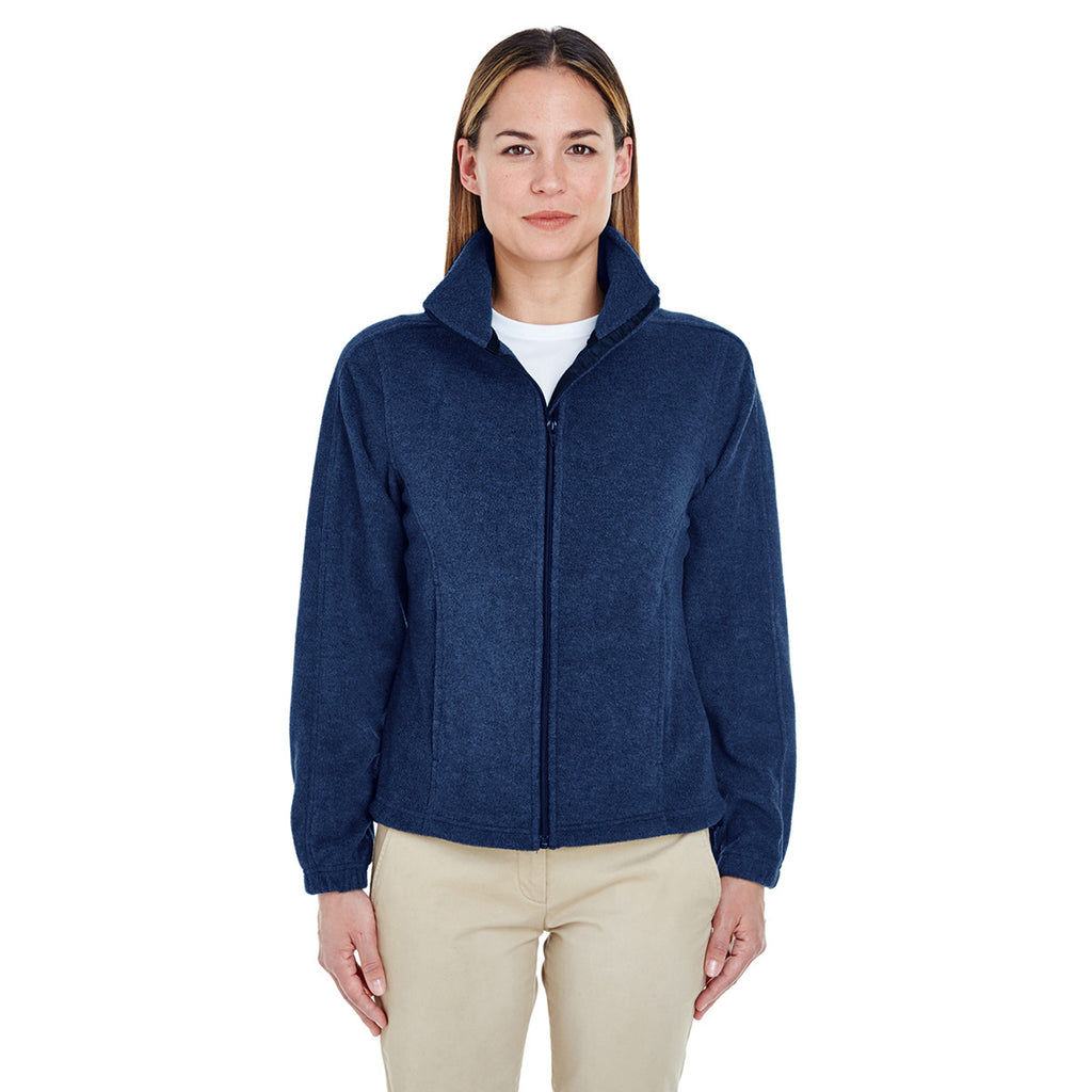 UltraClub Women's Navy Iceberg Fleece Full-Zip Jacket