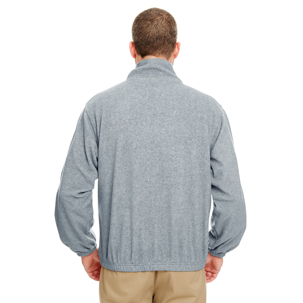 UltraClub Men's Grey Heather Iceberg Fleece Full-Zip Jacket