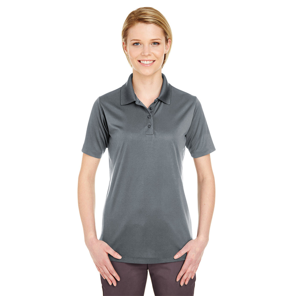 UltraClub Women's Charcoal Cool & Dry 8 Star Elite Performance Interlock Polo