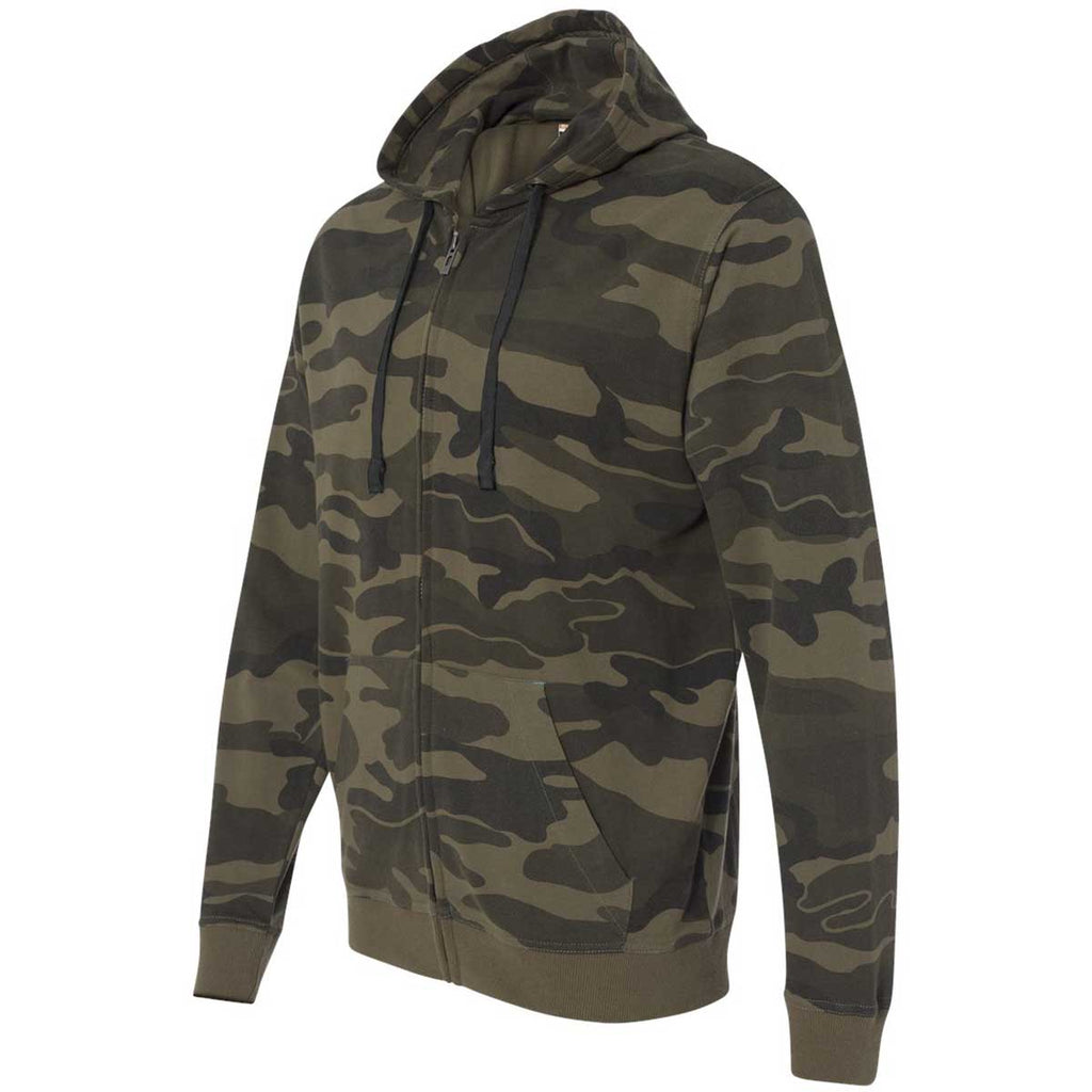 Burnside Men's Green Camo Camo Hooded Full-Zip Sweatshirt