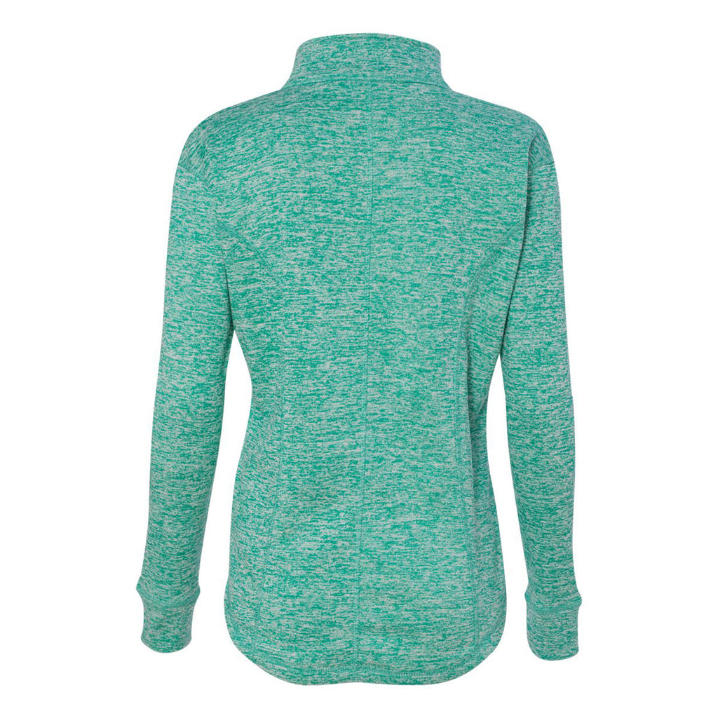 J. America Women's Emerald/Neon Yellow Cosmic Fleece Quarter-Zip Pullover